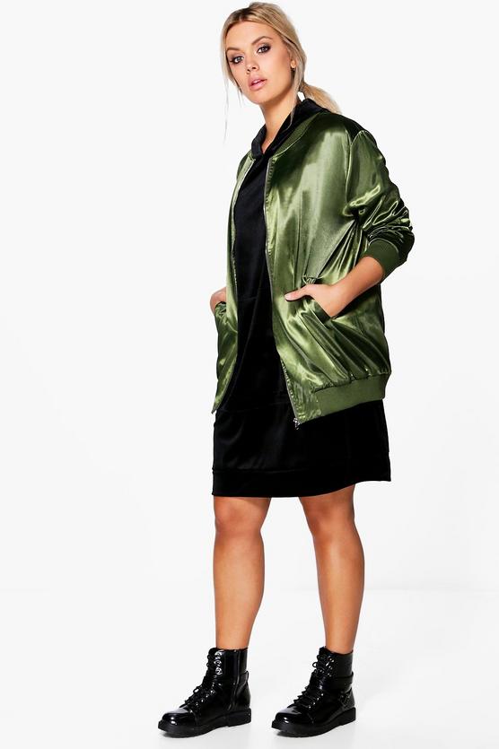 Plus Sheena Longline Satin Bomber